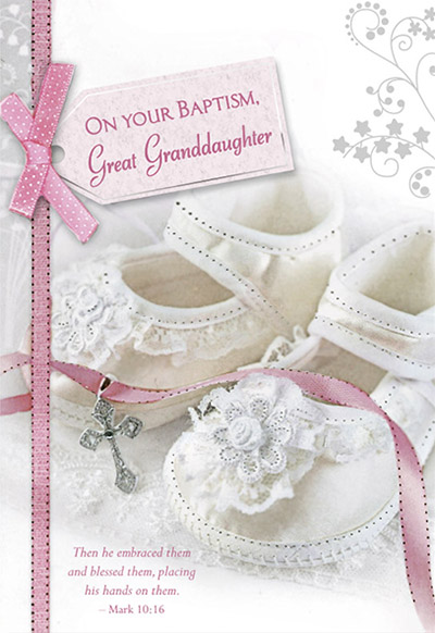 85568 great granddaughter baptism - 4 1/2 x 6 3/4 - metallic foil lamination & embossed